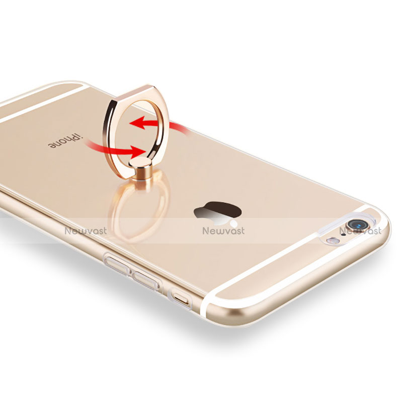 Ultra-thin Transparent TPU Soft Case with Finger Ring Stand S01 for Apple iPhone 6S