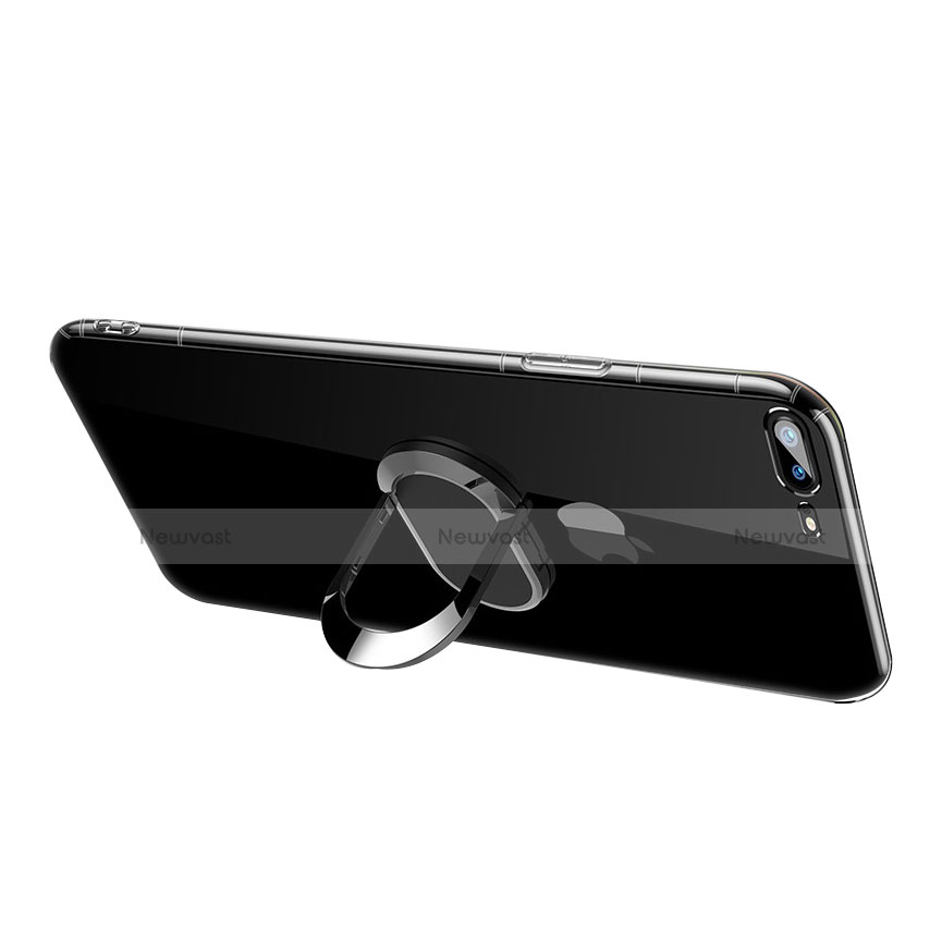 Ultra-thin Transparent TPU Soft Case with Finger Ring Stand T01 for Apple iPhone 7 Plus Clear