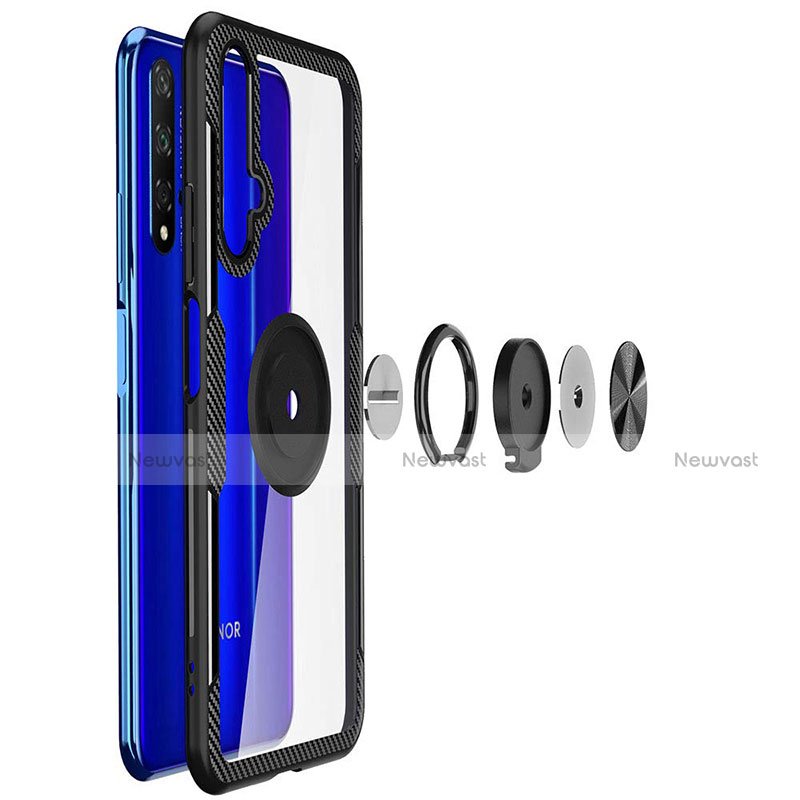 Ultra-thin Transparent TPU Soft Case with Finger Ring Stand T01 for Huawei Nova 5T Blue