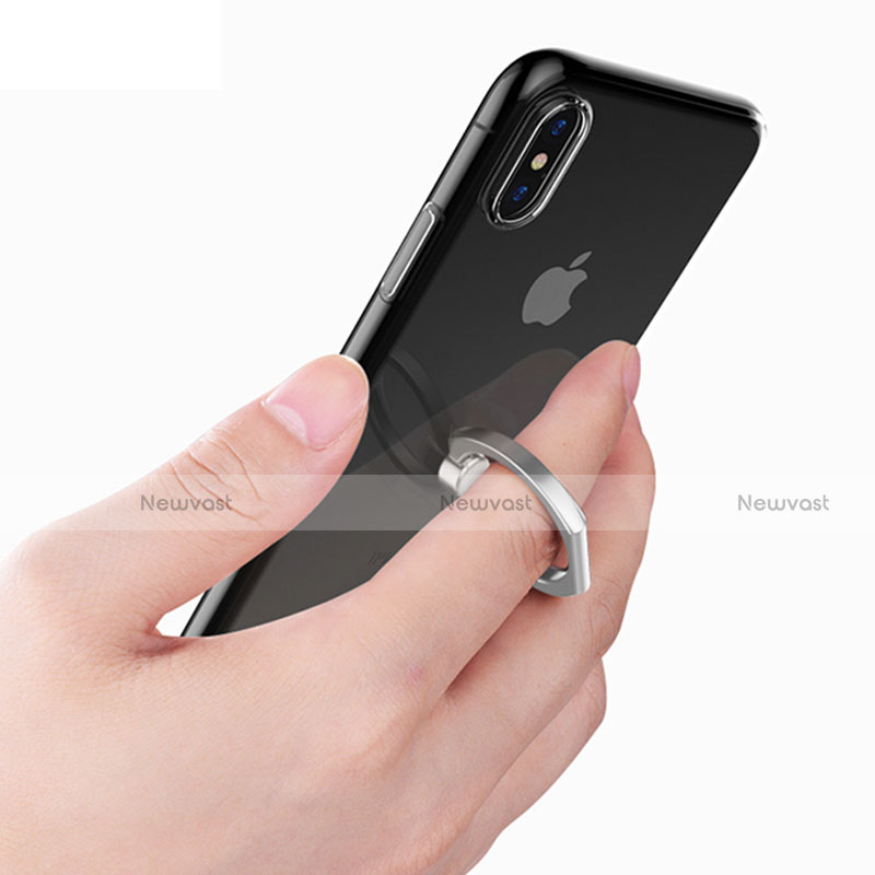 Ultra-thin Transparent TPU Soft Case with Finger Ring Stand V01 for Apple iPhone X