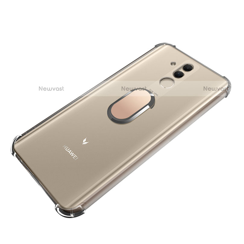 Ultra-thin Transparent TPU Soft Case with Magnetic Finger Ring Stand S01 for Huawei Maimang 7