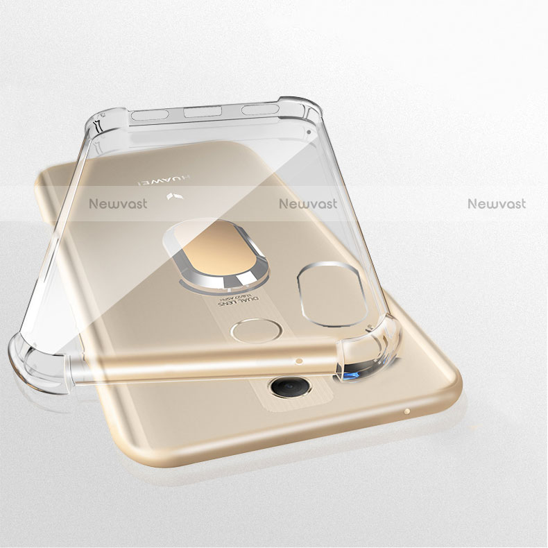 Ultra-thin Transparent TPU Soft Case with Magnetic Finger Ring Stand S01 for Huawei Maimang 7