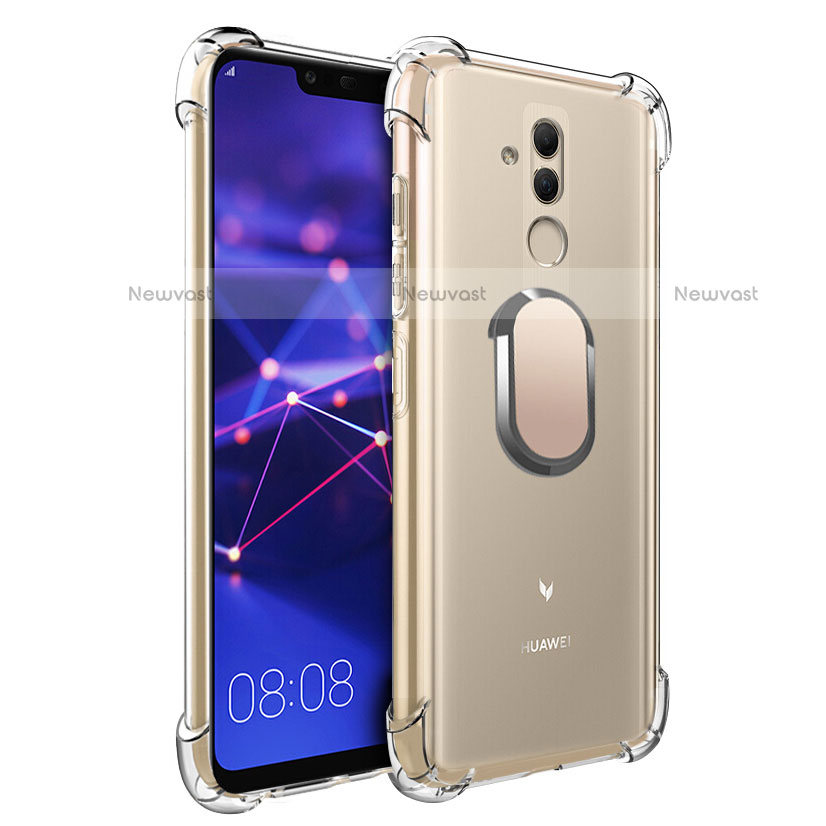 Ultra-thin Transparent TPU Soft Case with Magnetic Finger Ring Stand S01 for Huawei Maimang 7 Gold