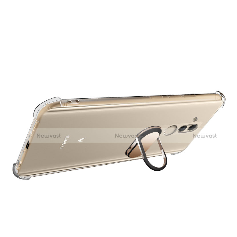 Ultra-thin Transparent TPU Soft Case with Magnetic Finger Ring Stand S01 for Huawei Mate 20 Lite