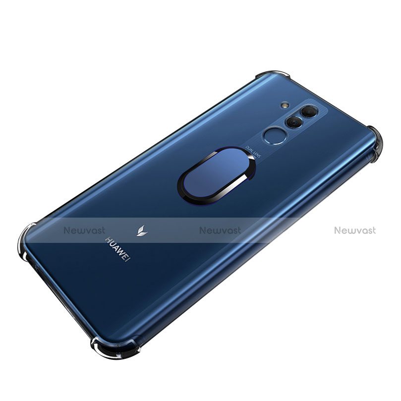 Ultra-thin Transparent TPU Soft Case with Magnetic Finger Ring Stand S01 for Huawei Mate 20 Lite