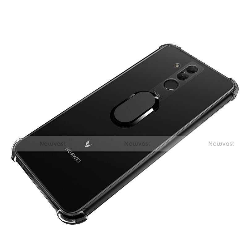 Ultra-thin Transparent TPU Soft Case with Magnetic Finger Ring Stand S01 for Huawei Mate 20 Lite