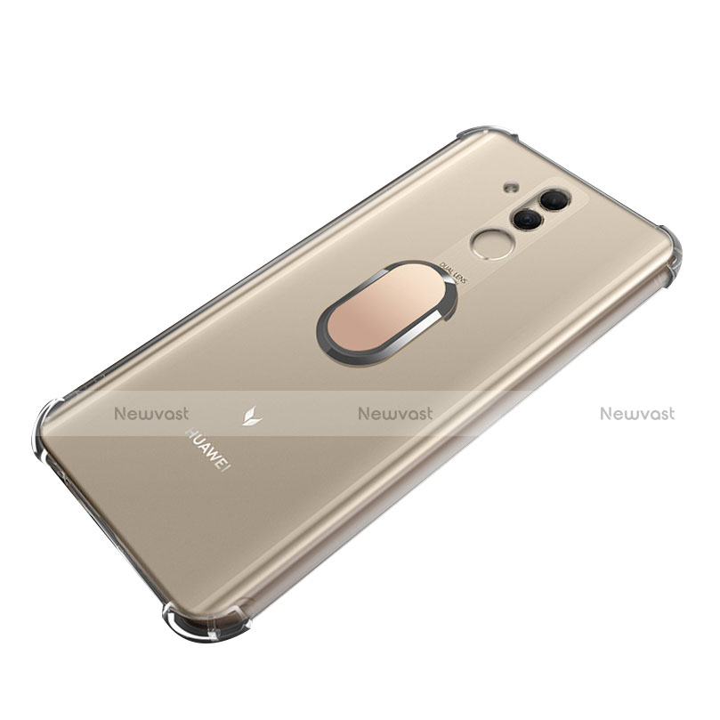 Ultra-thin Transparent TPU Soft Case with Magnetic Finger Ring Stand S01 for Huawei Mate 20 Lite