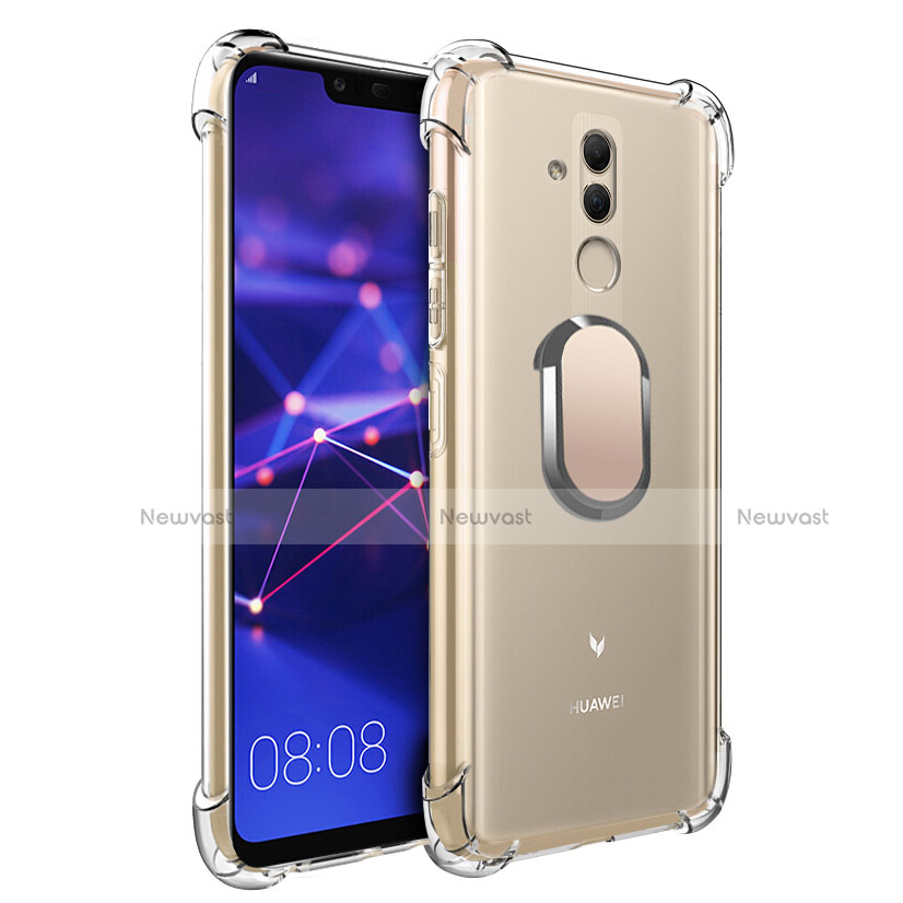 Ultra-thin Transparent TPU Soft Case with Magnetic Finger Ring Stand S01 for Huawei Mate 20 Lite Gold