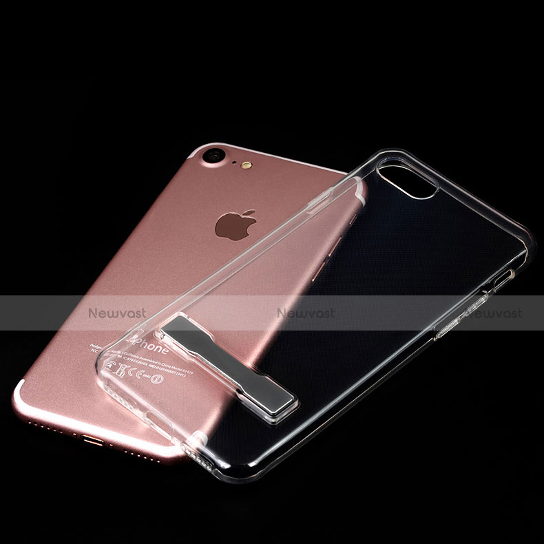 Ultra-thin Transparent TPU Soft Case with Stand for Apple iPhone SE3 2022 Clear