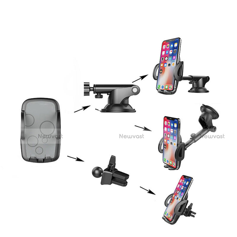 Universal Car Suction Cup Mount Cell Phone Holder Cradle H11 Silver