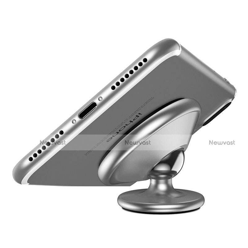 Universal Car Suction Cup Mount Magnetic Cell Phone Holder Cradle Silver