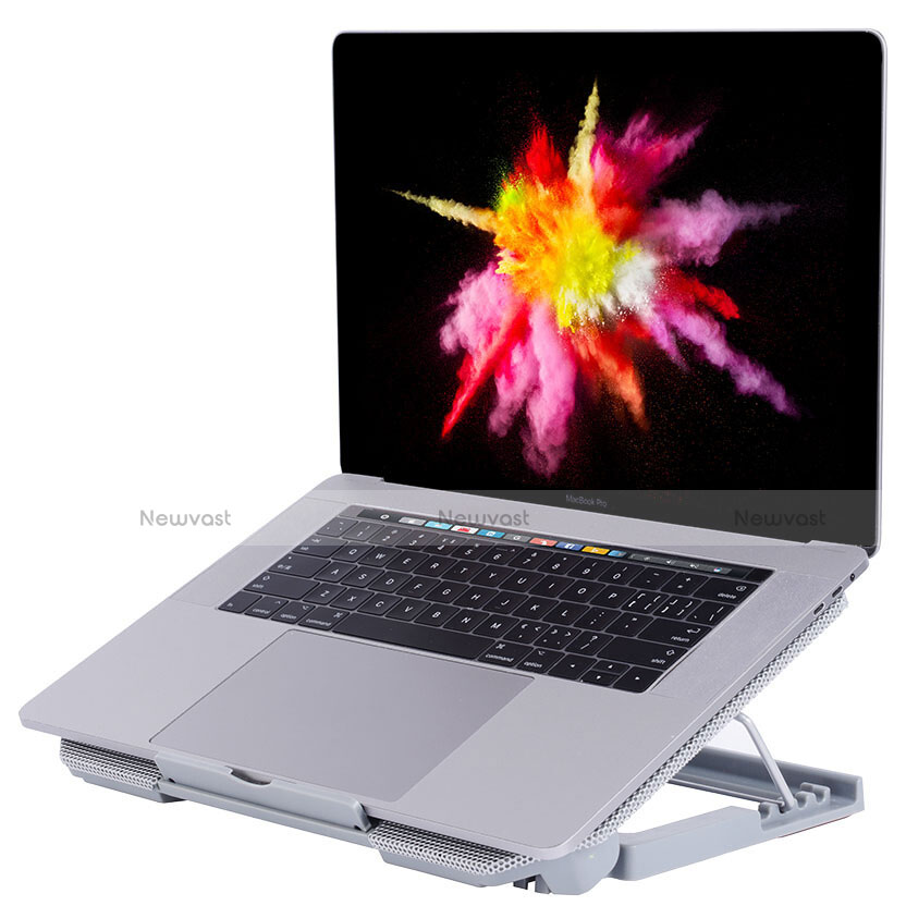 Universal Laptop Stand Notebook Holder Cooling Pad USB Fans 9 inch to 16 inch M16 for Apple MacBook 12 inch Silver