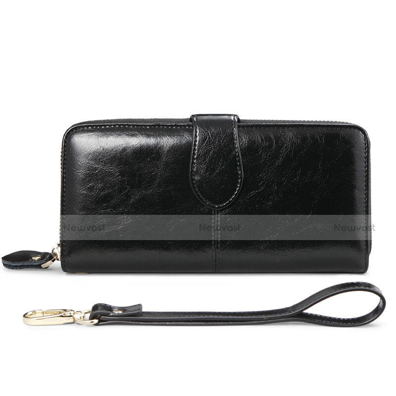 Universal Leather Wristlet Wallet Handbag Case H02 Black