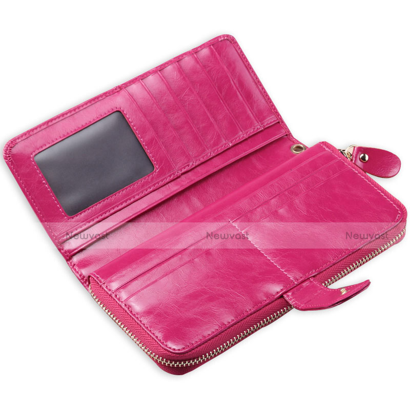 Universal Leather Wristlet Wallet Handbag Case H02 Hot Pink