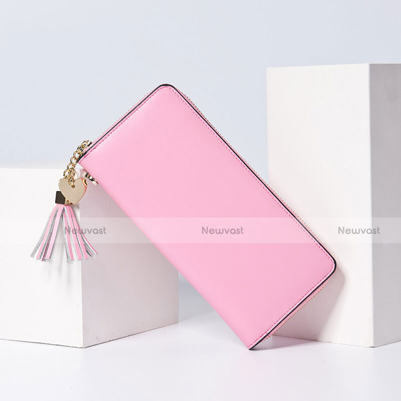 Universal Leather Wristlet Wallet Handbag Case H24 Pink