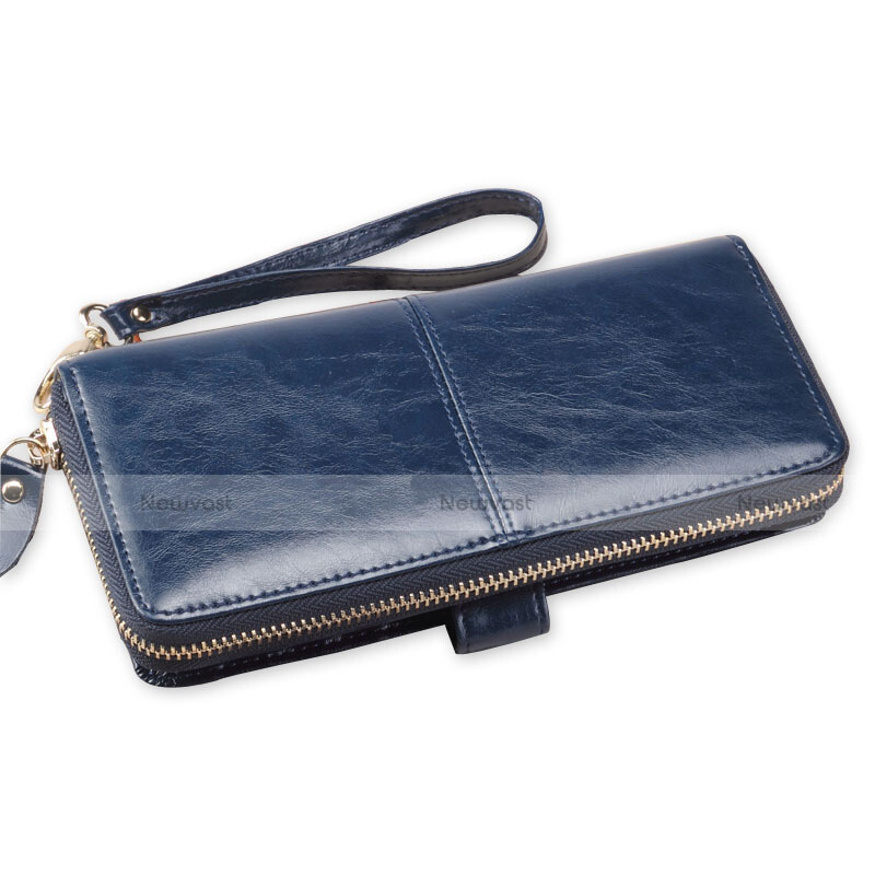 Universal Leather Wristlet Wallet Handbag Case H33 Blue