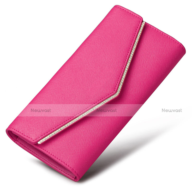 Universal Leather Wristlet Wallet Handbag Case K03 Hot Pink