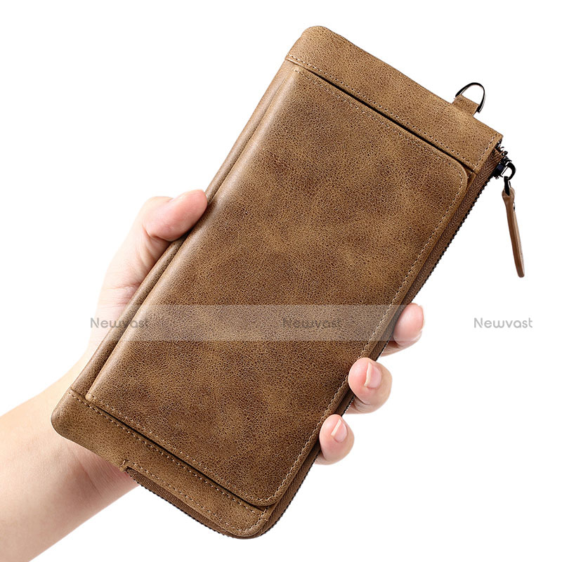 Universal Leather Wristlet Wallet Handbag Case K04 Brown