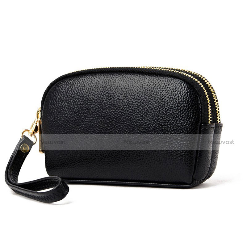 Universal Leather Wristlet Wallet Handbag Case K16 Black