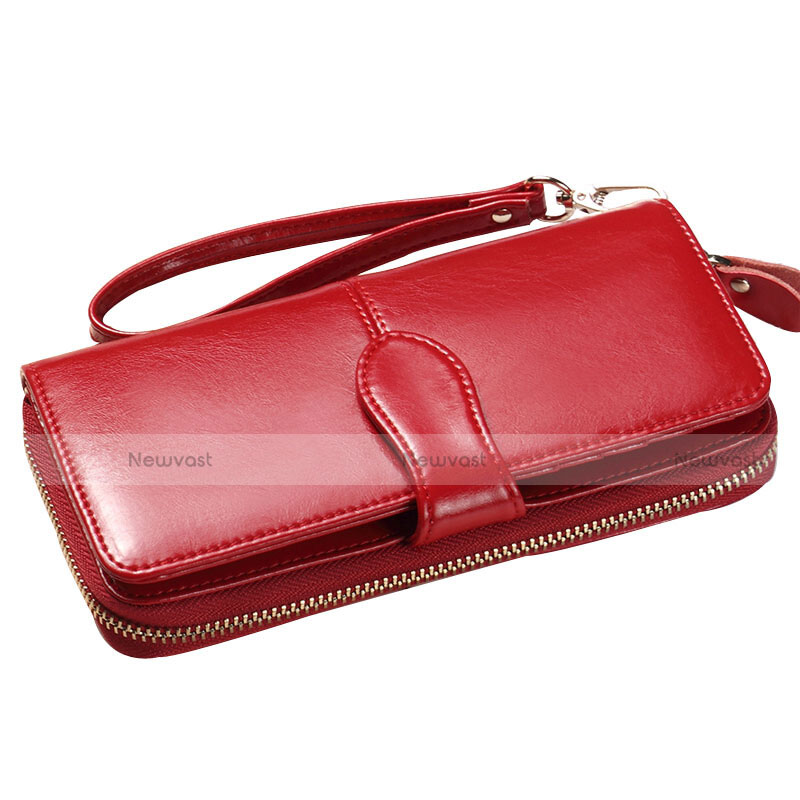 Universal Leather Wristlet Wallet Pouch Case H02 Red