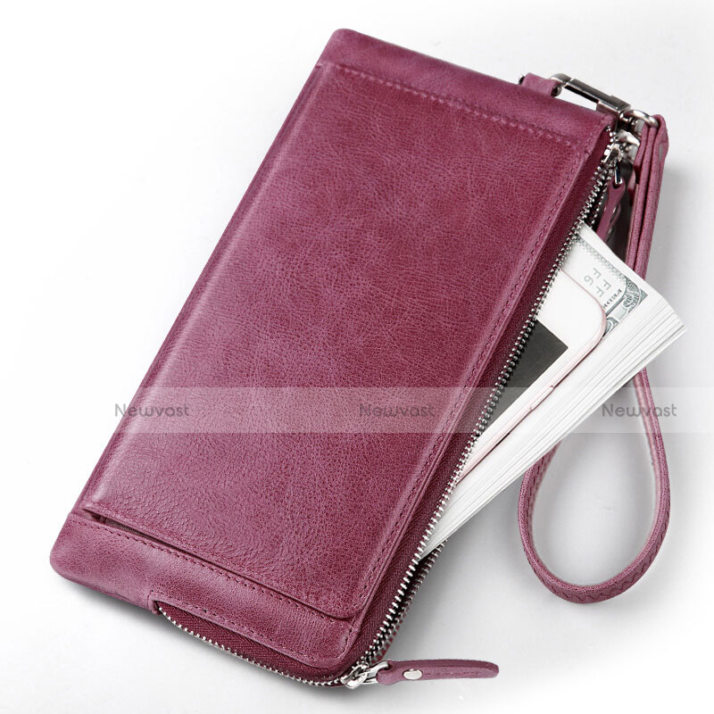 Universal Leather Wristlet Wallet Pouch Case Purple