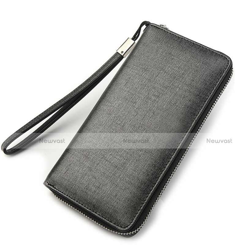 Universal Silkworm Leather Wristlet Wallet Handbag Case H04 Gray